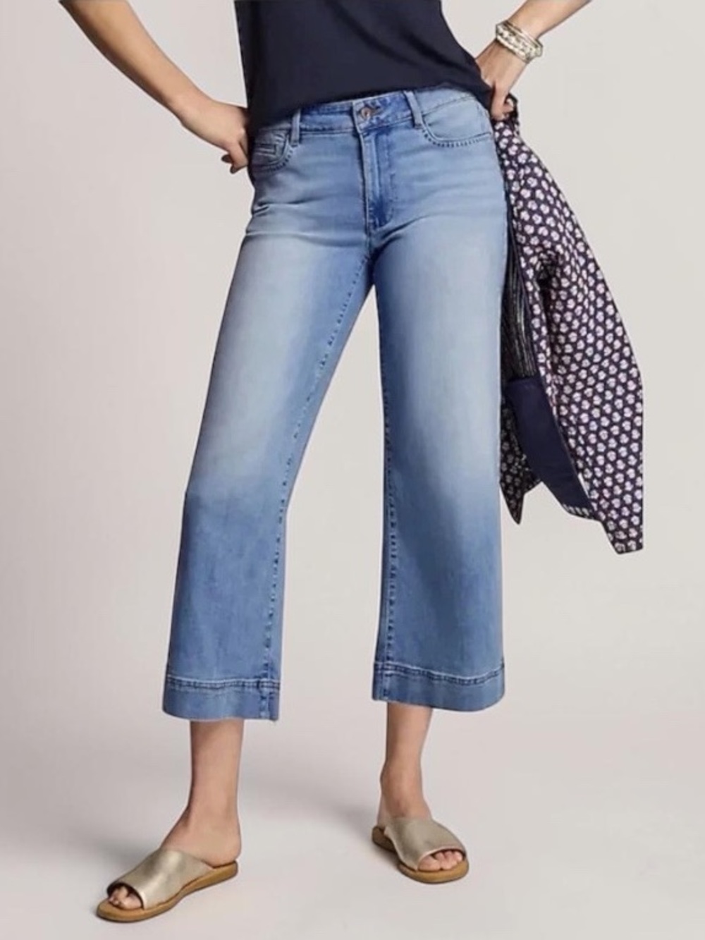 J. JILL High Rise Wide Leg Crop Jeans Size 14